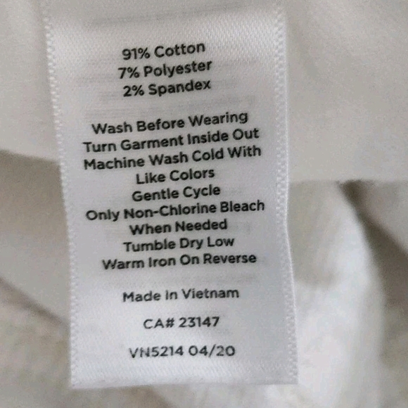 Talbots High Waist Jegging Ankle Off White Ivory Corduroy Pants Womens Peitte 10 - Picture 8 of 8